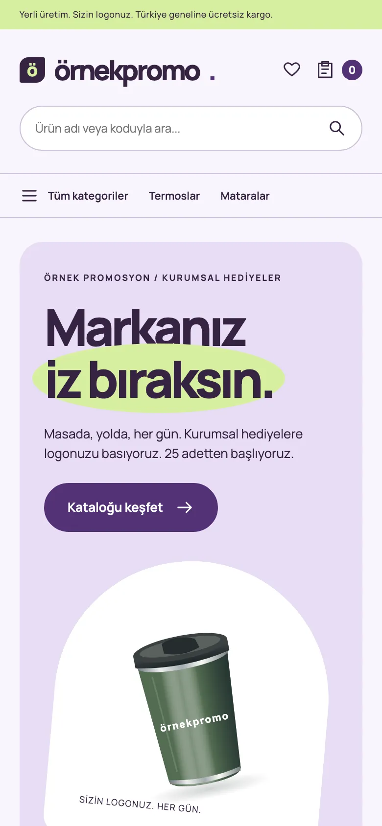 Amethyst tasarımı mobil ana sayfa